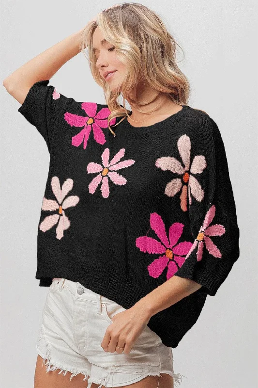 Fantastic Deals BiBi Floral Pattern Cropped Sweater