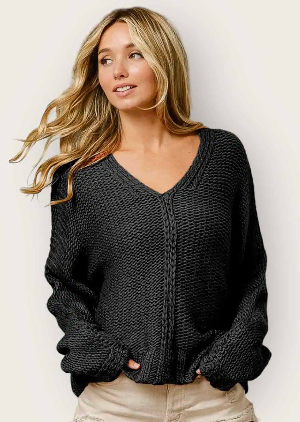 Exclusive Savings V-Neck Cable Knit Sweater