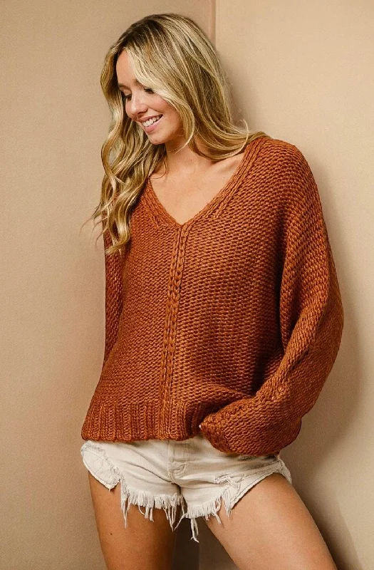 The Best Prices V-Neck Cable Knit Sweater
