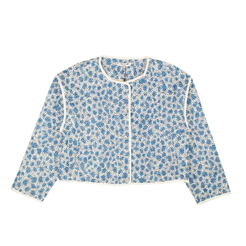 Weekend Special Blue Leopard Printed Quilted Jacket