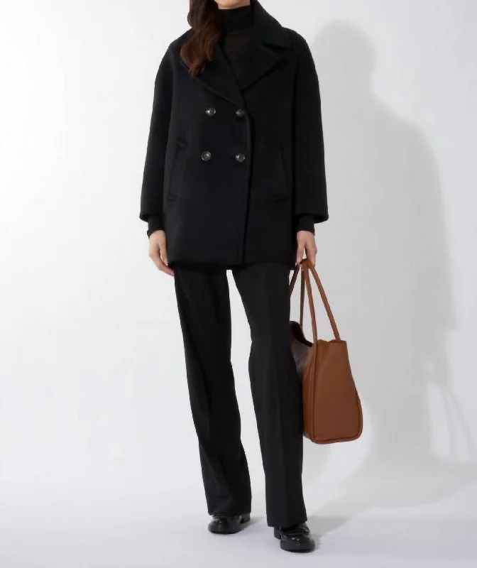Steals and Deals Circle Sustainable Wool And Cashmere Peacoat In Black