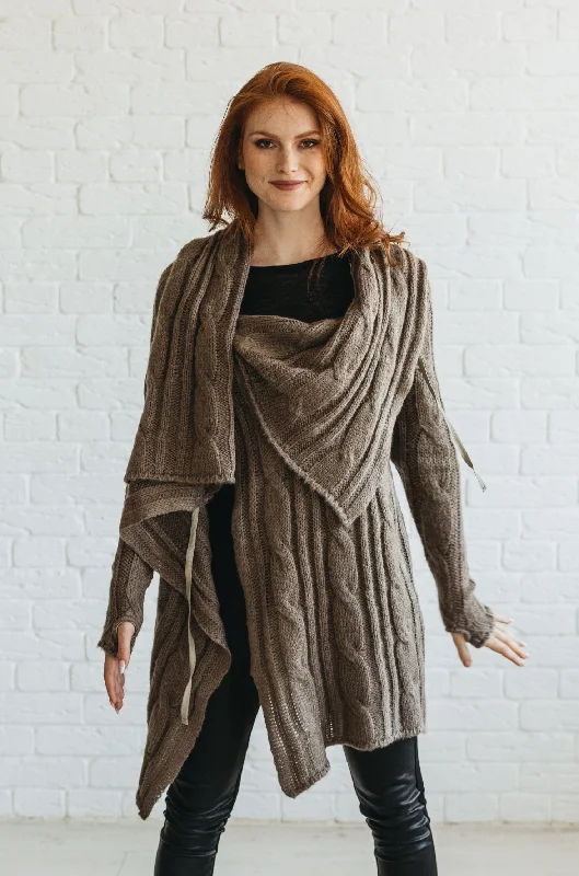 Price Meltdown Asymmetrical Knit Cardigan with Draped Front