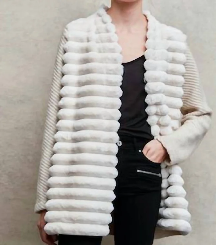 Buy Now Faux Fur Cardigan Coat With Knit Back In 1101