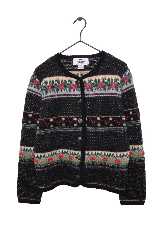 Price Smash Amazing Floral Stripe Wool Cardigan
