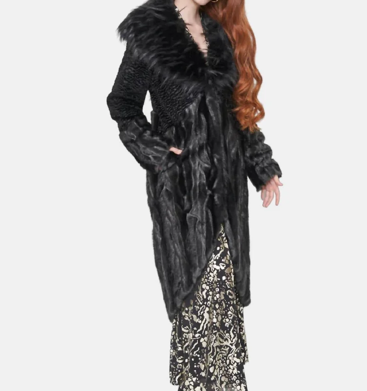 Discount Extravaganza Glamourette Coat In Black Sable/pewter