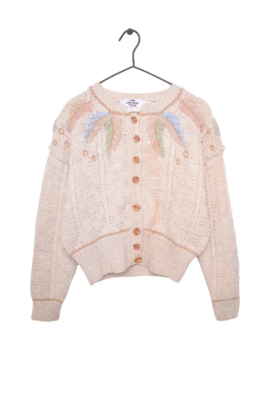 YEAR-End Clearance Hand Knit Leaves Cardigan