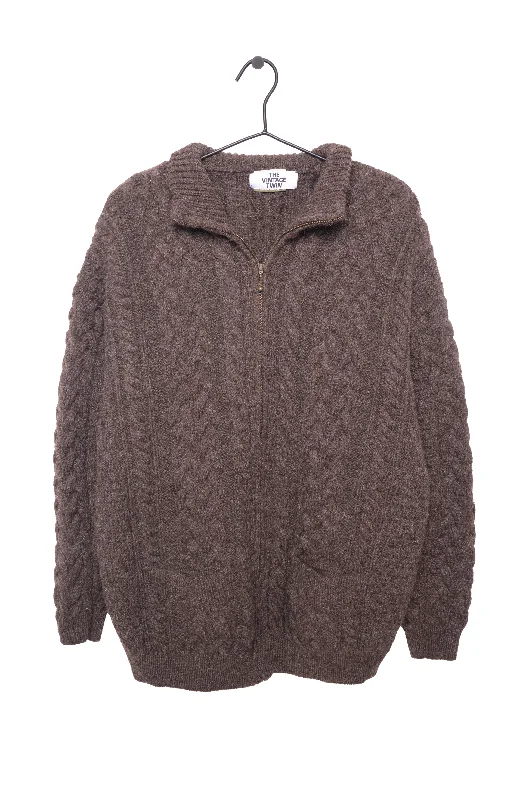 Bargain Prices Irish Cable Knit Wool Cardigan