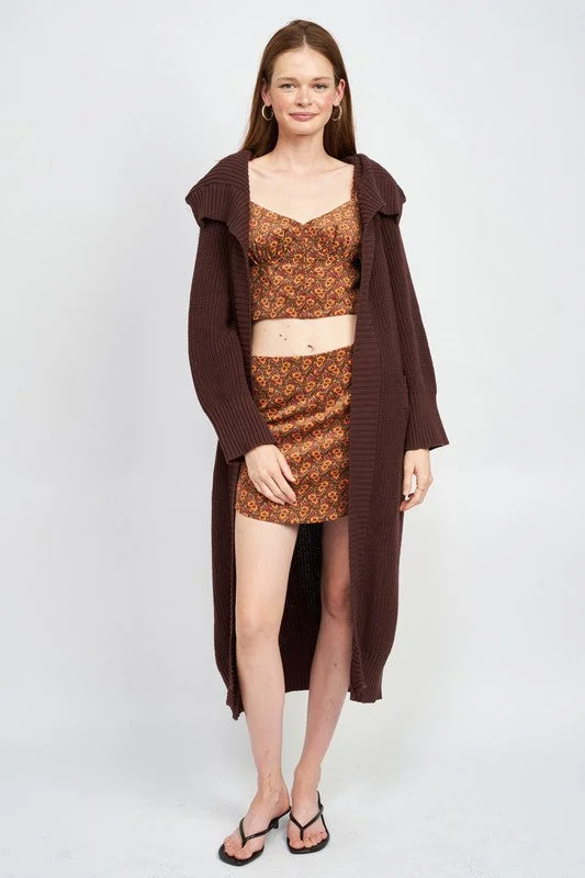 Bargain Prices Lapel Collared Maxi Cardigan