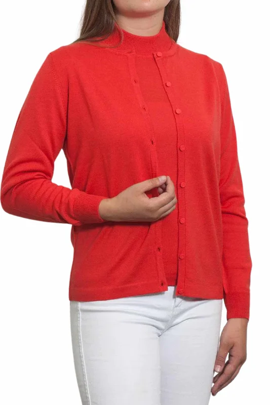 Clearance Event Classic Merino Button to Neck Cardigan - Last Seasons