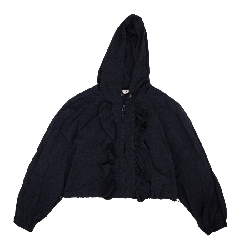Flash Sale Navy Nylon Ruffle Windbreaker