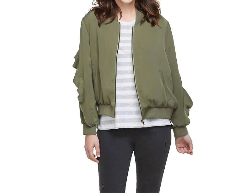 Hurry In Nolan Bomber Jacket In Olive