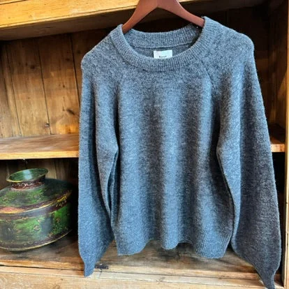 Deal of the Week Nuriette Pointelle Pullover in Dark Grey Mel