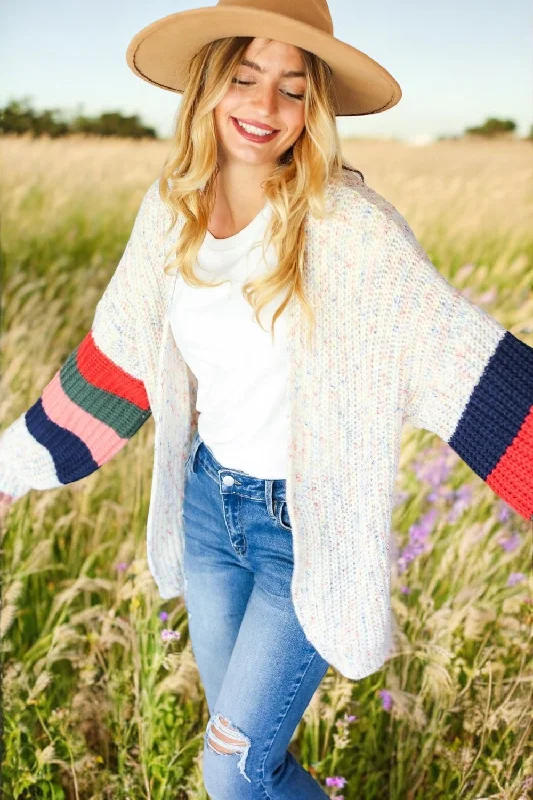 Limited Quantity Open Front Color Block Oversized Cardigan