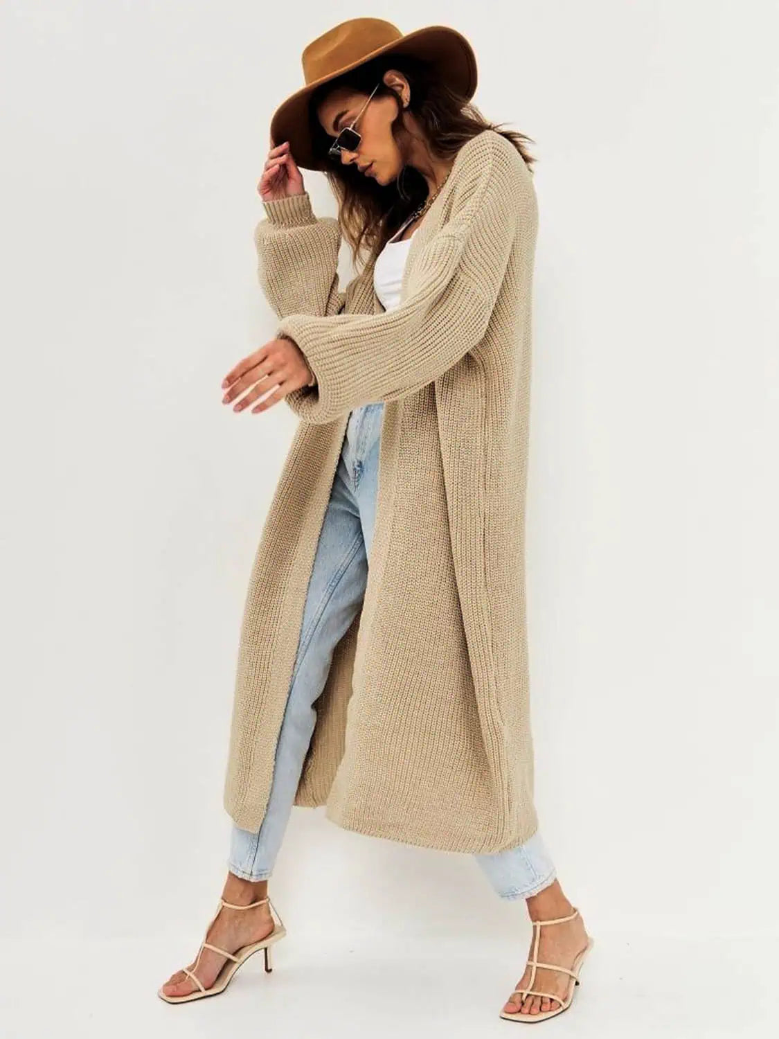 Buy More, Save More Open Front Long Sleeve Longline Cardigan
