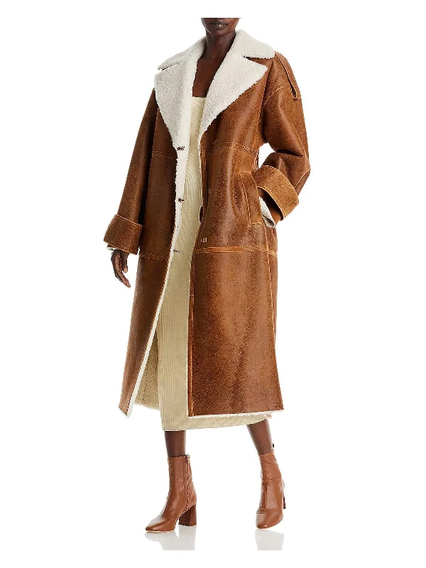 Lowest Price Osila Womens Leather Shearling Long Coat