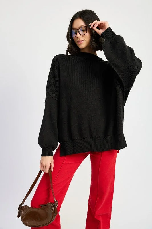 Buy Now Oversized Long Sleeved Side Slit Sweater