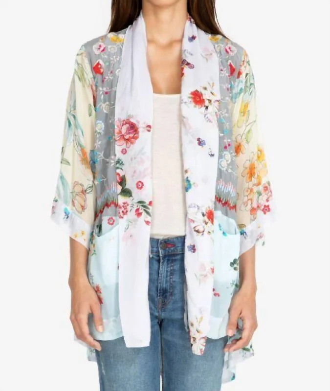Online Specials Pastel Floral Embroidery Kimono In Mti