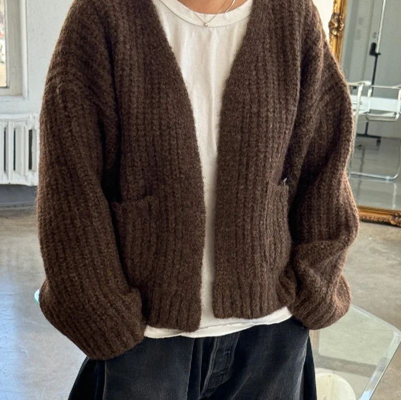 Massive Deals Alpaca Sweater Jacket in Wood