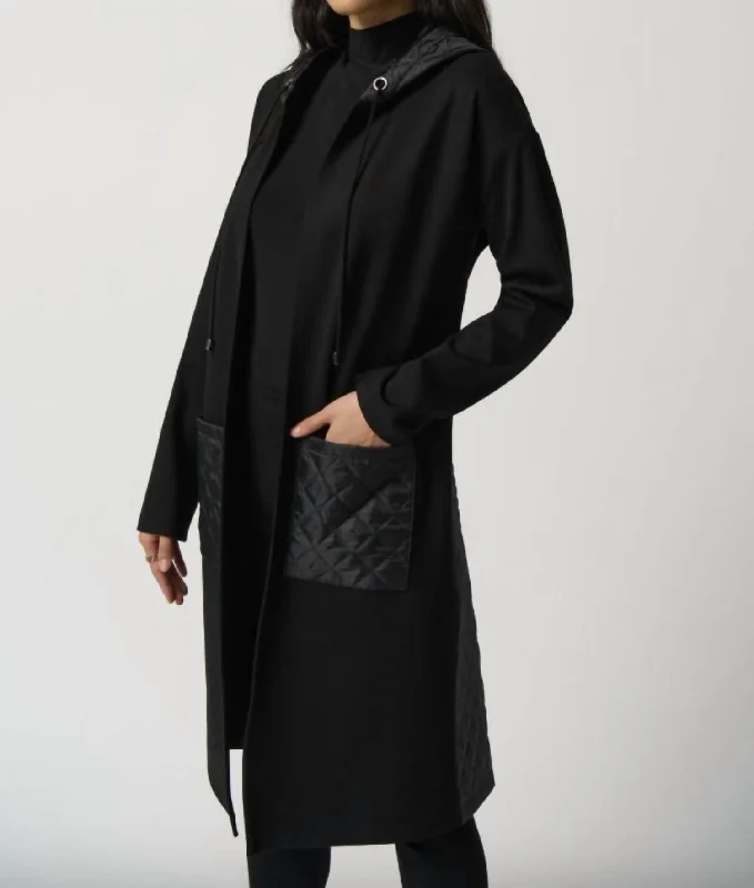 Value Deals Quilted Hooded Jacket In Black