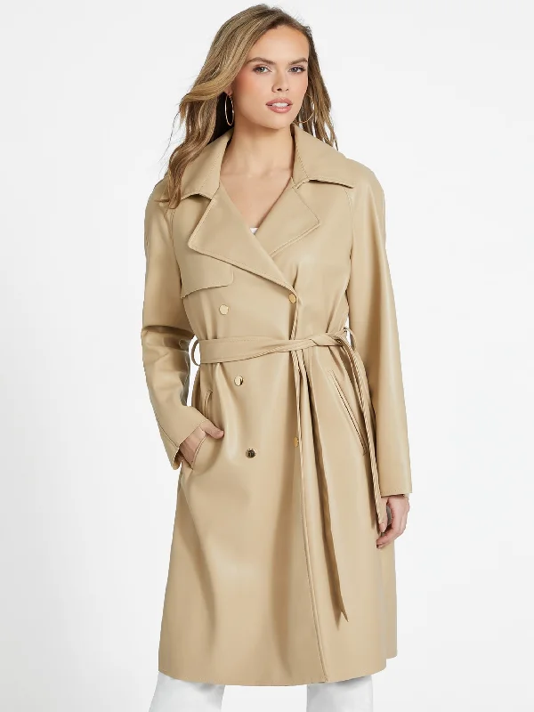 Closeout Rosalyn Faux-Leather Trench Coat