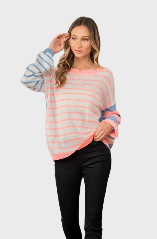 Price Break Striped Dropped Shoulder Sweater