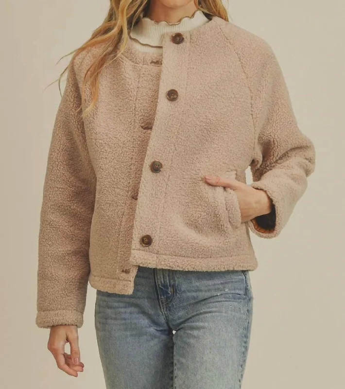 Big Savings Sherpa Button Down Jacket In Beige