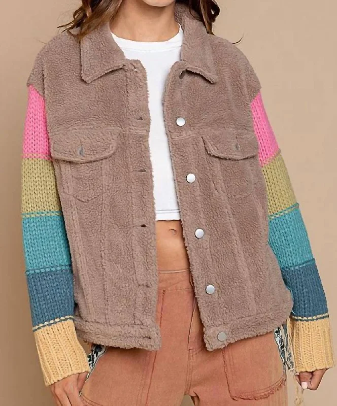 Take Advantage Teddy Trucker Jacket In Colorblock