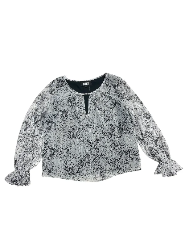 Must-Have Deals Top Long Sleeve By Dkny In Snakeskin Print, Size: L