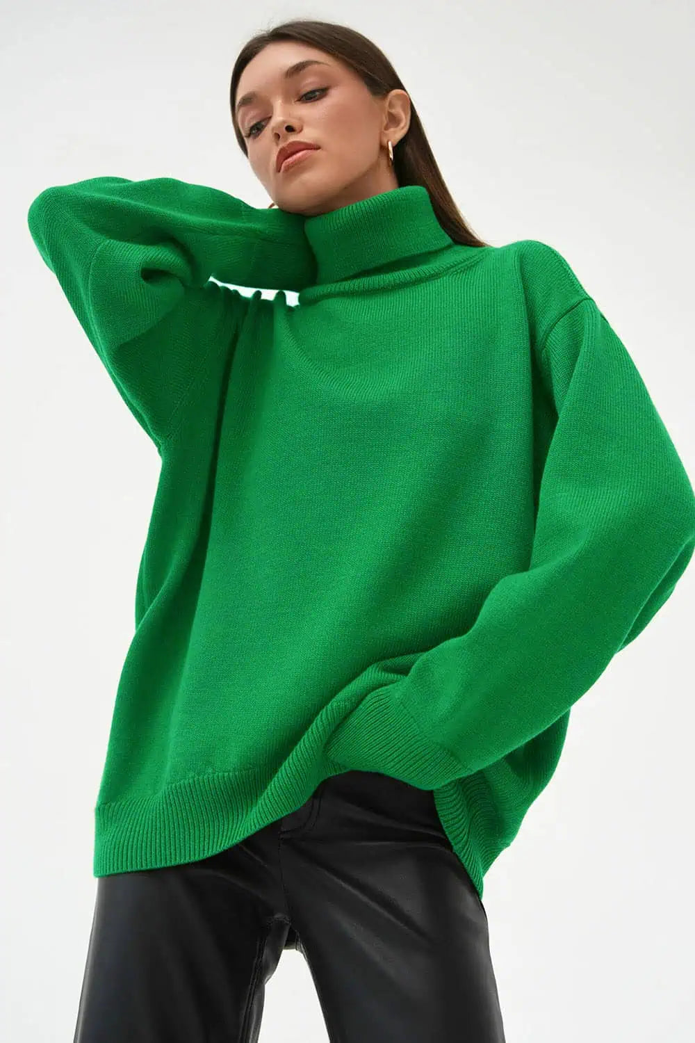 Today’s Deal Turtle Neck Dropped Shoulder Sweater