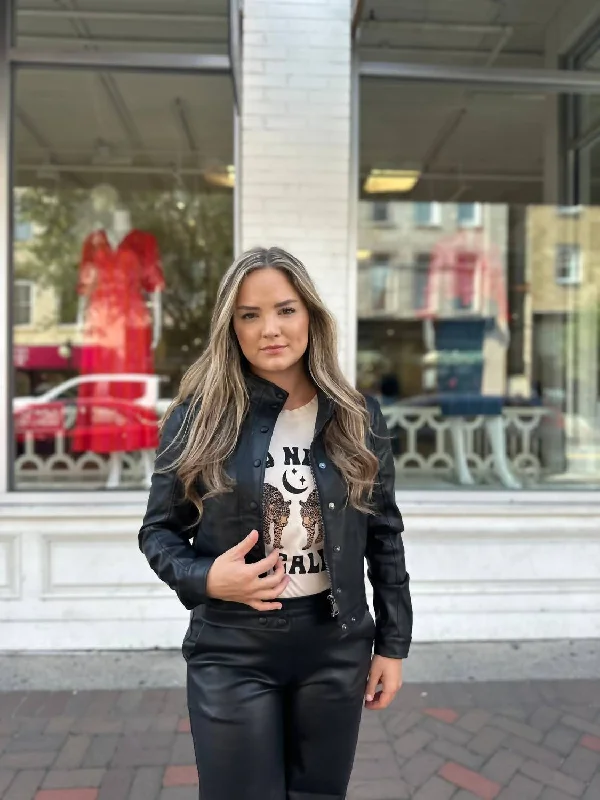 Final Clearance Vegan Biker Jacket In Black