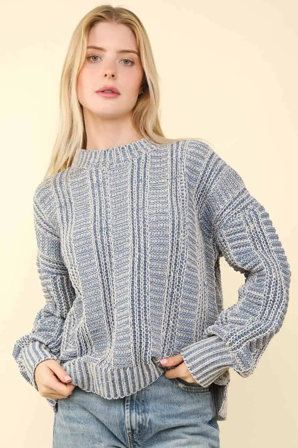 Value Deals VERY J Two Tone Long Sleeve Sweater