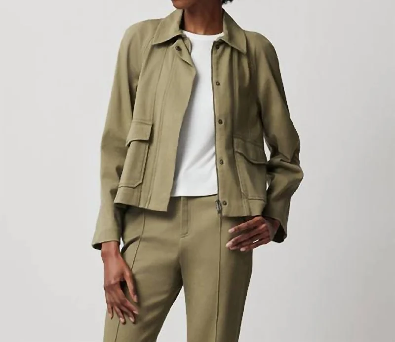 Great Deals Washed Cotton Twill Swing Jacket In Oil Green