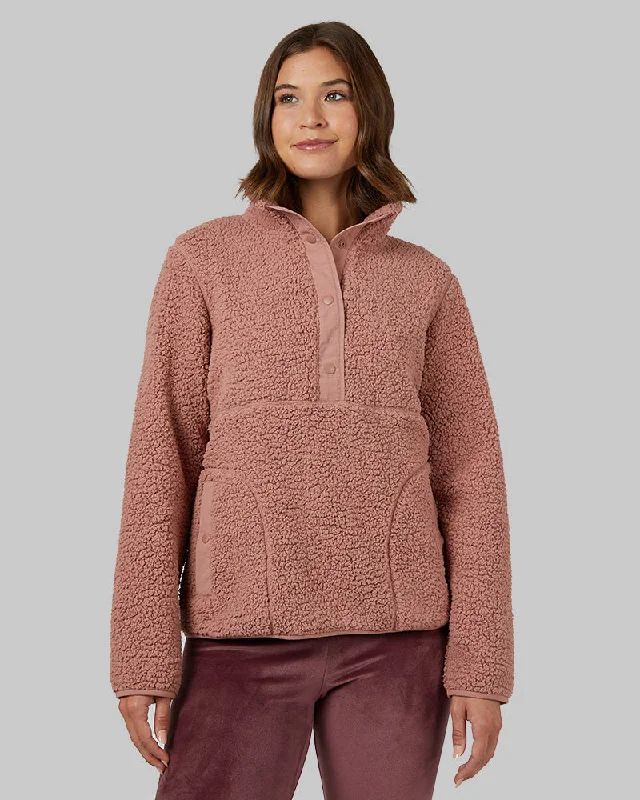Price Blitz WOMEN'S COZY SHERPA SNAP MOCK TOP
