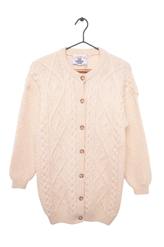 Season Finale Sale Wool Irish Cable Knit Cardigan
