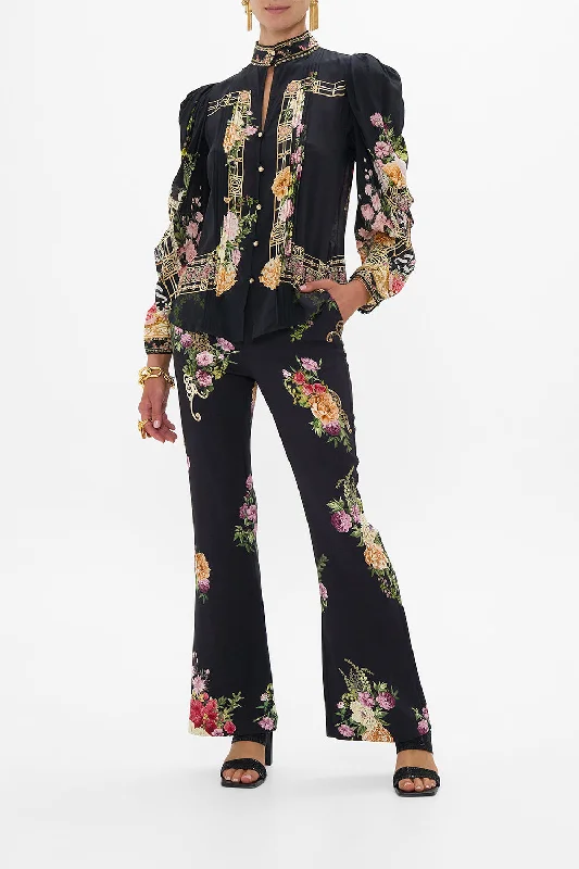 Closeout Sale PINTUCK BLOUSE WITH DRAPED SLEEVE ADORNED IN ALEXANDRIA