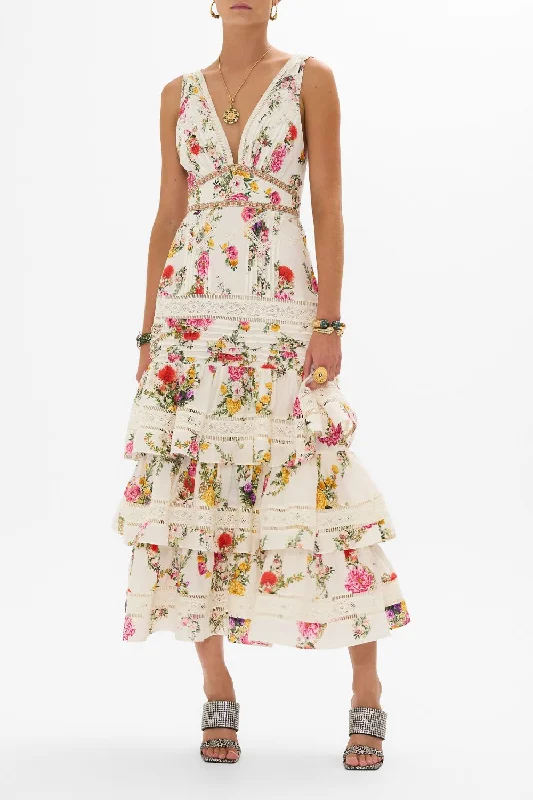 Year-End Clearance TIERED RUFFLE HEM DRESS EGYPTIAN ROSE