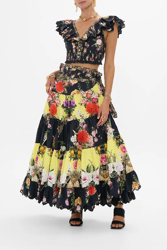 Value Deals WRAP SKIRT WITH GATHERED PANELS ADORNED IN ALEXANDRIA