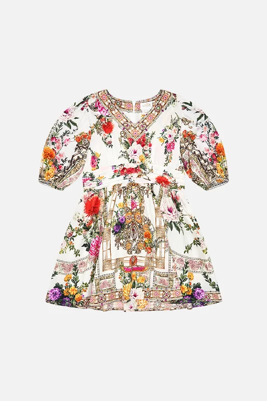 Price Reduction KIDS MINI DRESS WITH WAIST SASH AND BOW 4-10 EGYPTIAN ROSE