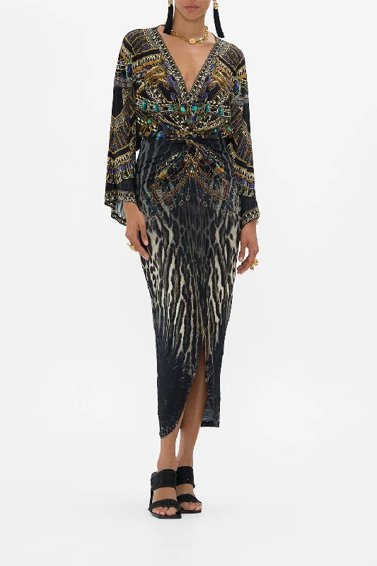 Grand Opening Sale LONG SPLIT FRONT TWIST DRESS CAT WORSHIP