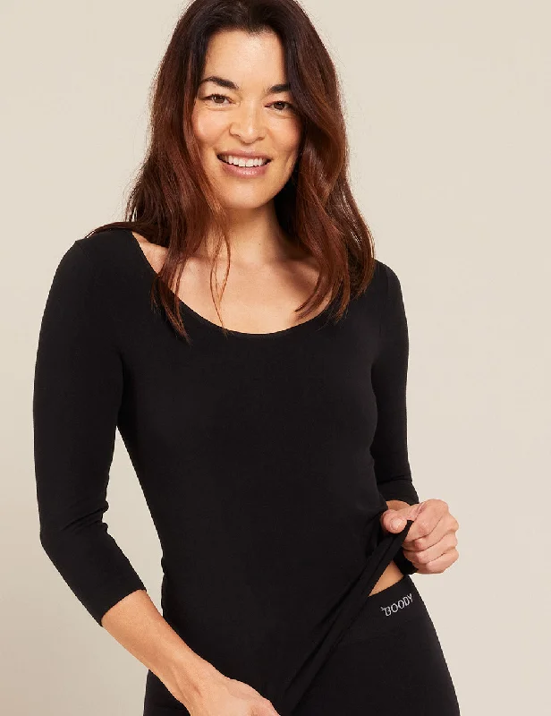 Instant Discount 3/4 Sleeve Top - Black