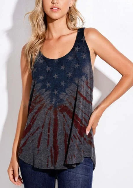 Price Slash Distressed American Flag Graphic Racerback Tank Made in USA