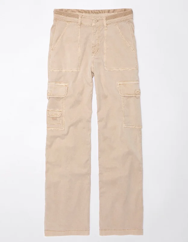 Doorbuster Deal AE Dreamy Drape Stretch Cargo Super High-Waisted Baggy Wide-Leg Pant