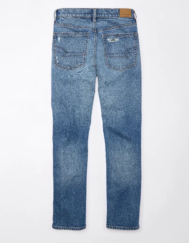 Special Savings AE Stretch Super High-Waisted Ripped Ankle Straight Jean