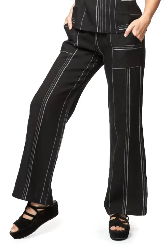 Big Discounts Amalfi Linen Pant Stripe In Black Multi