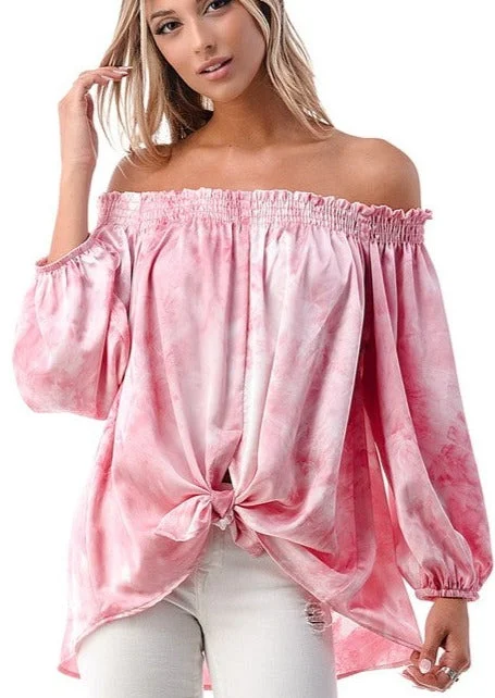 Savings Bonanza Pretty in Pink Off The Shoulder Blouse Made in USA