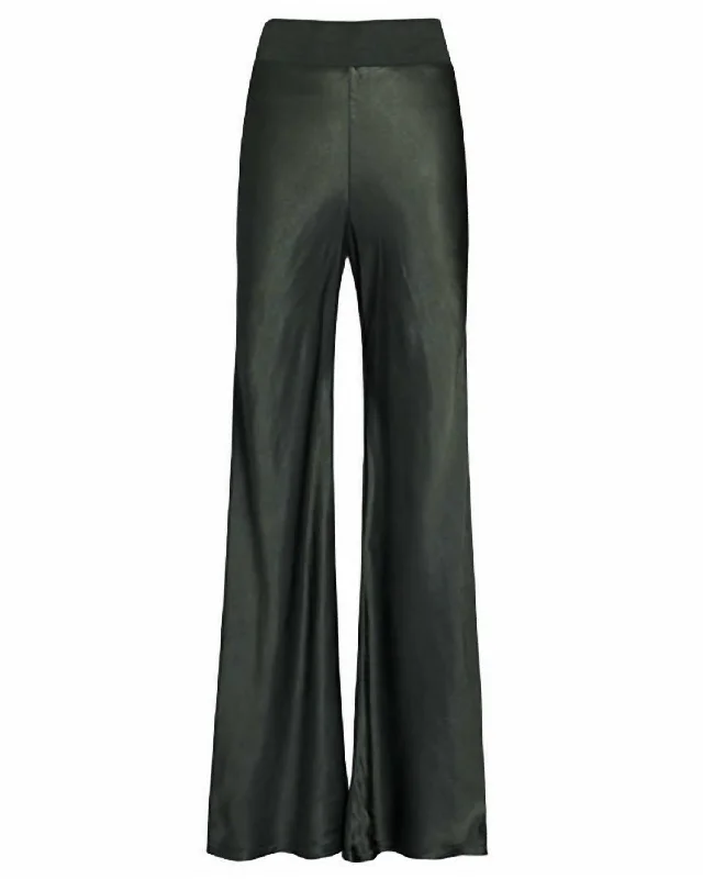 Seasonal Clearance Bias Cut Satin Pant In Dark Cedar