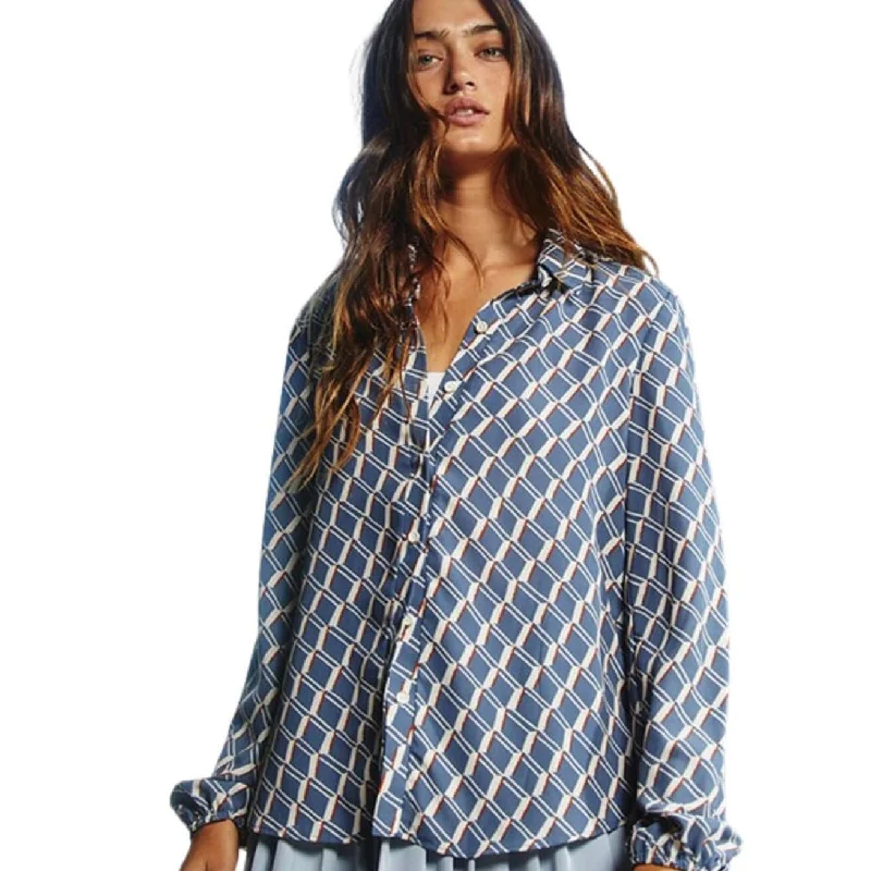 Limited Availability Business as Usual French Blue Retro Design Blouse Made in USA