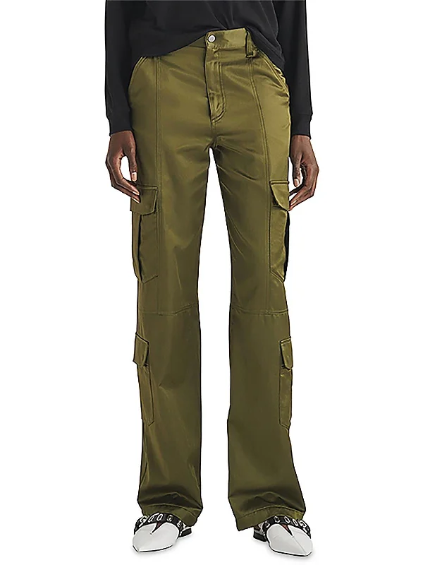 New Markdowns Cailyn Womens Satin Mid-Rise Cargo Pants