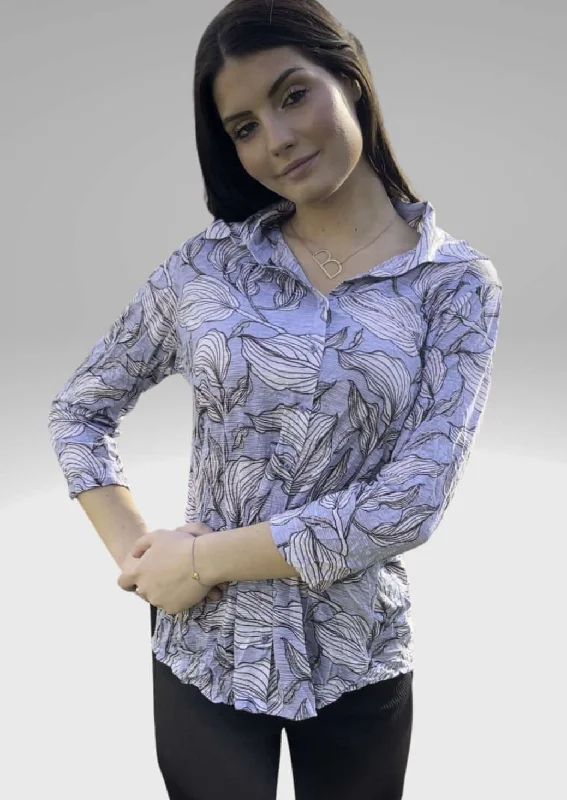Customer Appreciation Sale Lilac Crushed Button Down Designer Top With Rhinestones Made in USA