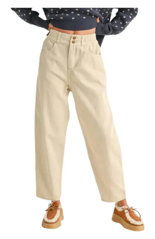 Bonus Savings Cotton Barrel Pants In Ecru